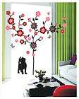 cat pink red flowers wall art deco home decal mural