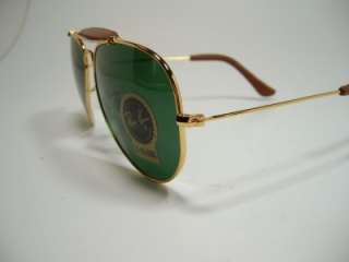 RAYBAN SUNGLASSES 3422Q 3422 GOLD LEATHER LARGE AVIATOR NEW AUTH 