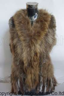 0677 new real raccoon trim rabbit fur 7 color vest/coat  