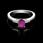 30 CTW NATURAL RUBY & DIAMOND ACCENTS ENGAGEMENT RING 14K WHITE GOLD