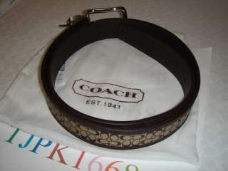   COACH~Khaki / Mahogany~Reversible Signature Belt 90107 Size 34  