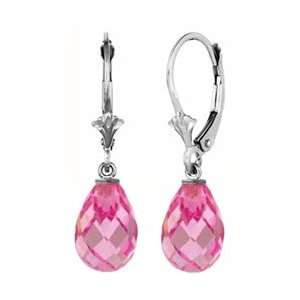  Pink Cubic Zirconia Sterling Silver Lever Back Earrings 