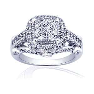   Diamond Engagement Ring W Milgrain Pave Set VS1 E GIA Fascinating