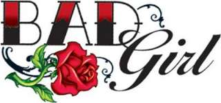 BAD GIRL with red rose Temporary Tattoo  