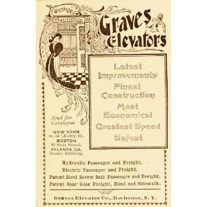  1896 Vintage Ad Graves Elevator Art Nouveau Rochester 