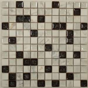  Crossword 1 x 1 White Tranquil Series Polished Glass and 