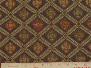 Brown Gold Green Diamond Upholstery Fabric bty  