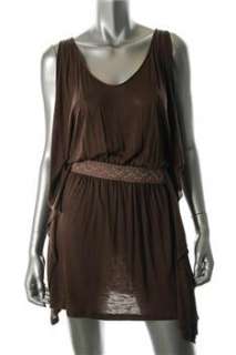 Free People NEW Brown Casual Dress Linen Sale L  