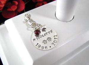   Stamped STERLING SILVER Personalized Dog Cat Pet Name Tag Swarovski