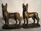 antique cast iron copper bronze finish german shepherd dogs bookends