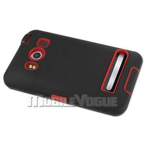 Premium Hybrid Case Skin Cover for HTC EVO 4G Black & Red  
