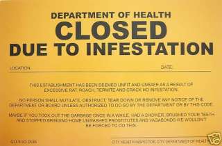 PRANK NOTICE   ( Infestation ) Novelty Sign^  
