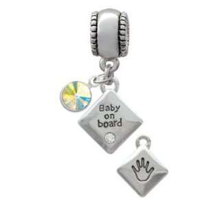  2 D Baby on Board Sign with Foot Print European Charm 