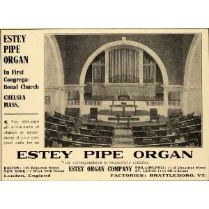  1909 Ad Estey Pipe Organ Congregational Church Chelsea 