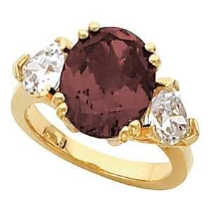  14K Yellow Gold Smoky Quartz and Diamond Ring Jewelry