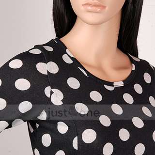   Girls big Polka Dots Long Sleeve Mini Dress/ Long Tops Black  