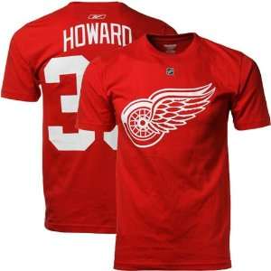   Red Wings #35 Jimmy Howard Red Net Number T shirt