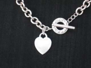   Tiffany & Co Company Sterling Silver Toggle Heart Tag Charm Necklace