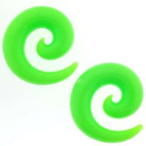 Green Spiral Flexible Silicone Ear Tapers   00G (10mm)   Sold as a 