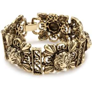  Yochi Vintage Lion Head 14k Gold Plated Bracelet Jewelry