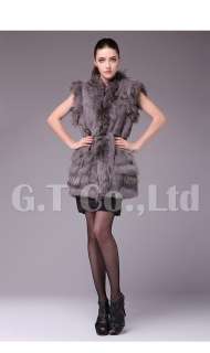   and Raccoon Fur Fashion women Vest waistcoat gilet sleeveless  