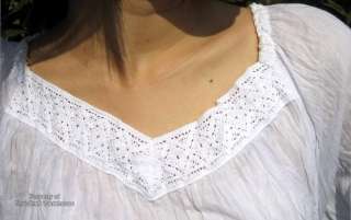 Light Italian Gypsy Side Tie White Shirt Boho size L  