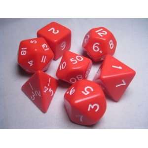  Jumbo RPG Dice Sets Red/White Opaque Polyhedral 7 Die Set 
