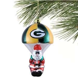  Green Bay Packers Parachute Santa Claus Blown Glass 