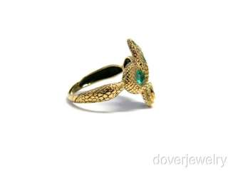 Vintage Diamond Gold Green Emerald Snake Ring NR  