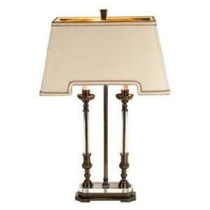  Candelabra Column Beige and Gold Shade Table Lamp