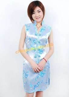 Chinese Woman Plum Blossom Mini Cheongsam Dress  