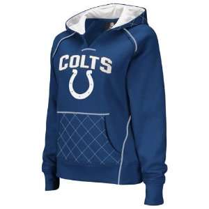  Indianapolis Colts Womens Quilted Blue Pullover Hooded 