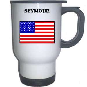  US Flag   Seymour, Indiana (IN) White Stainless Steel Mug 