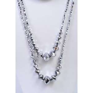   Silver Two Piece Sparkling Down Lounge Necklace 