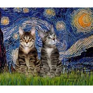    Starry Night   Two Tabby Tiger Cats Mousepad