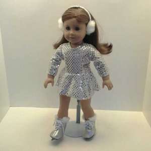    Silver Sequin Skating Outfit for American Girl Dolls Toys & Games
