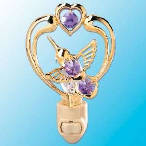 Hummingbird In Heart 24k Gold/Purple Night Light