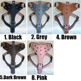 Small Genuine Leather Dog Harness Spiked  