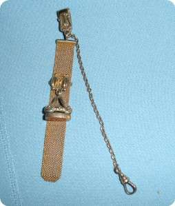 Vintage 6K Gold WATCH FOB, WAX SEAL on Mesh by S.B. Co.  