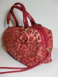 New Victorias Secret Small Orange Red Animal Print Satchel Handbag 