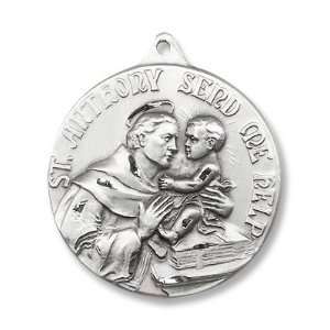 St. Anthony Pendant Sterling Silver Medal with 24 Stainless Chain 