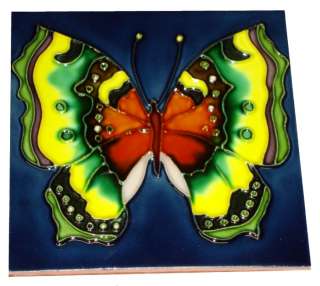 Ceramic Glazed Decorative 6 x 6 Tile 12  Butterfly  