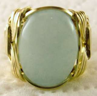 R139 Blue Chalcedony Ring 14k Gold gf Mens or Ladies  