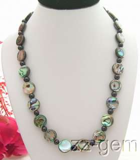 Nec0053 Natural Paua Abalone Shell&Pearl Necklace  