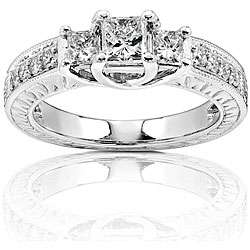 14k Gold 4/5ct TDW Princess cut 3 stone Diamond Ring (H I, I1 I2 