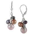 Charming Life Silver Multi colored FW Pearl Cluster Earrings (5 8 mm 