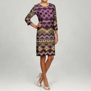Chetta B Womens Purple/ Brown 3/4 sleeve Dress  