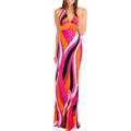 Stanzino Womens Orange/ Fuchsia Halter Maxi Dress 