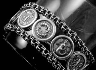 VINTAGE TAXCO MEXICO MEXICAN STERLING SILVER ZODIAC ASTROLOGY BRACELET 
