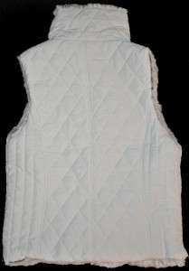   womens New WEATHERPROOF Quilted VEST FAUX FUR Reversible White  